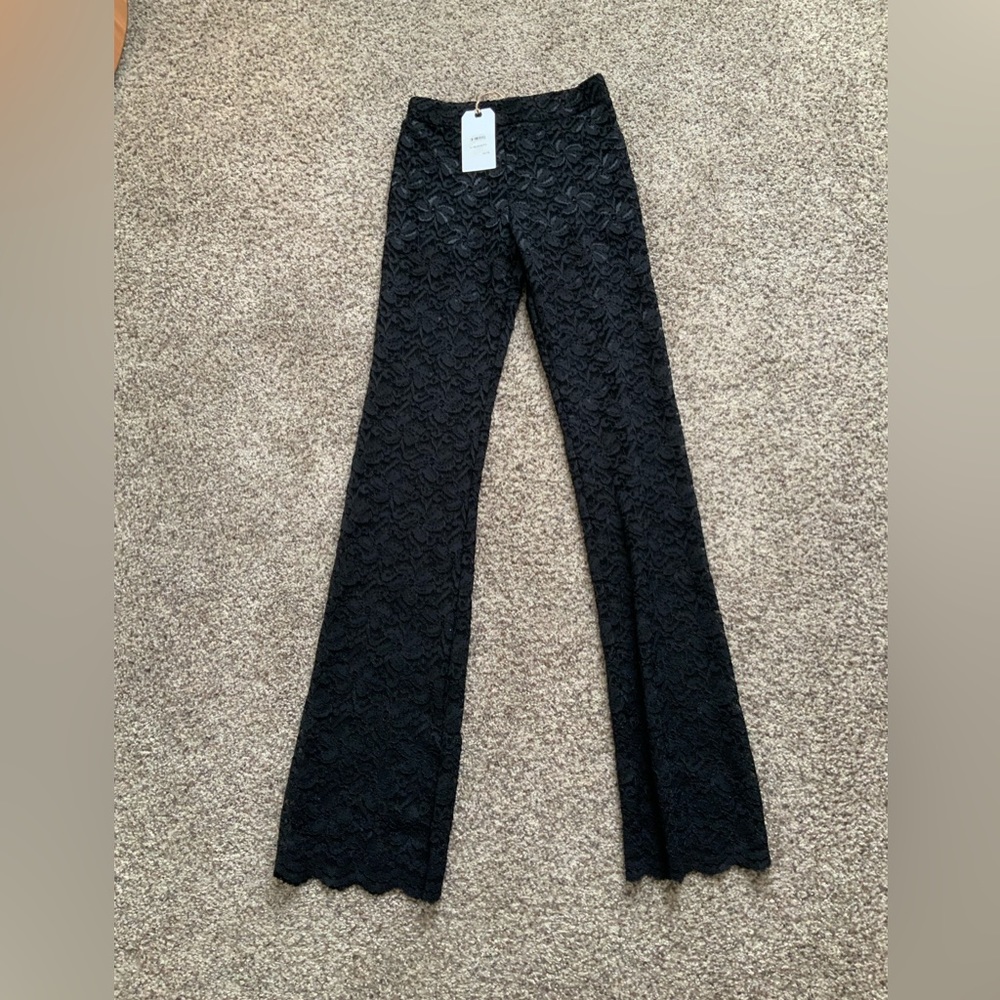 Leith black lace flare pants